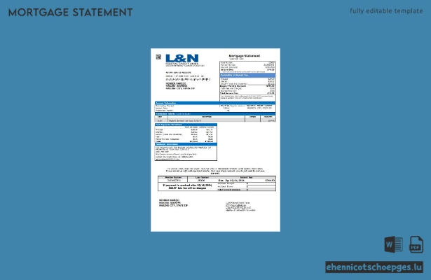 USA Kentucky LandN Federal Credit Union Beispiel eines Hypothekenauszugs (Vorschau)
